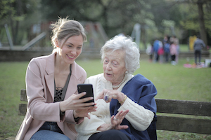 A picture of woman with her grandmother